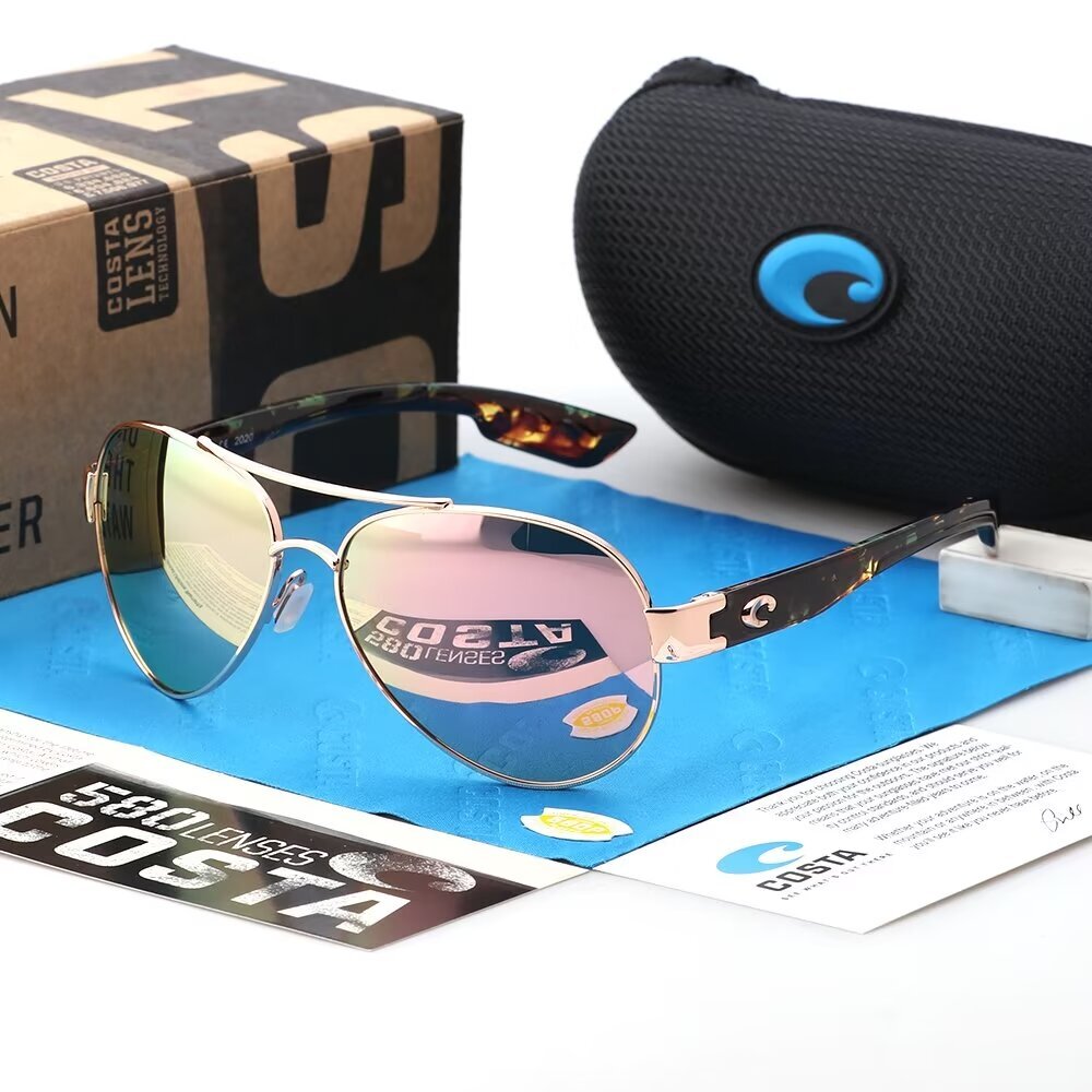 Costa Del Mar South Point Sunglasses Gold Frame Pink Mirror Polarized 580p