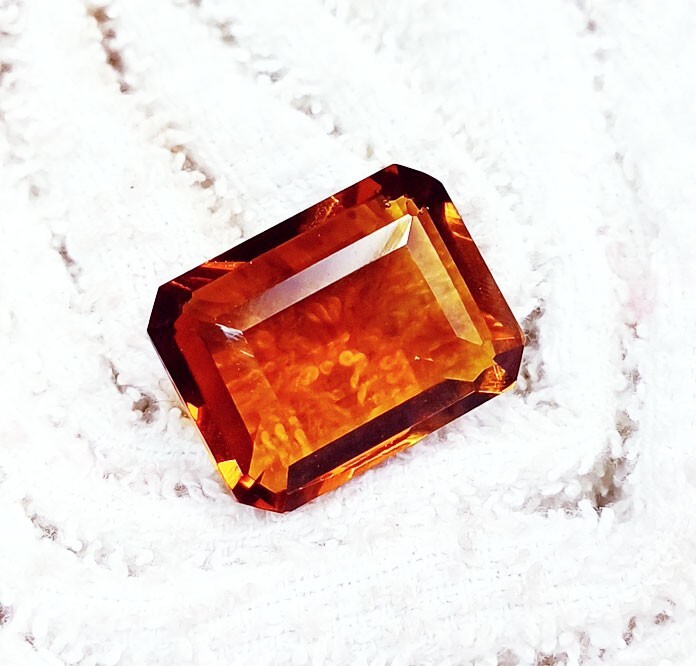 Citrine Emerald Cut Loose Gemstone 18.40 Ct CERTIFIED With Free Gift