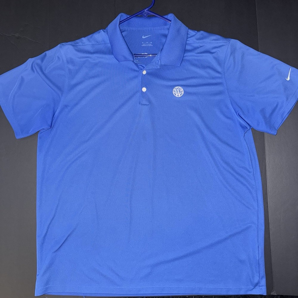 Nike Polo Shirt XL Blue Short Sleeve Embroidered Logo Collared Knit