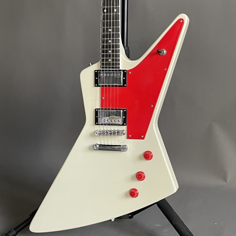 NEW Cream White Explorer 70s Electric Guitar HH Pickup ABR Bridge Red Pick Guard