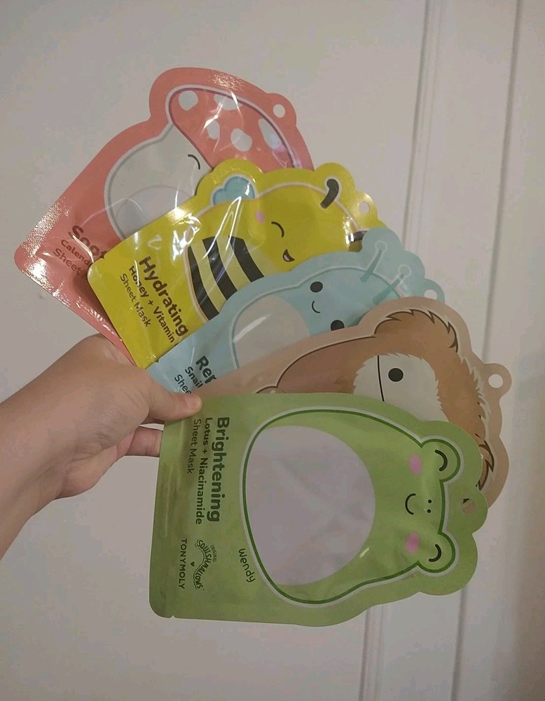 TONYMOLY Squishmallows Bundle 5 Sheet Masks for Face and Feet Hydration
