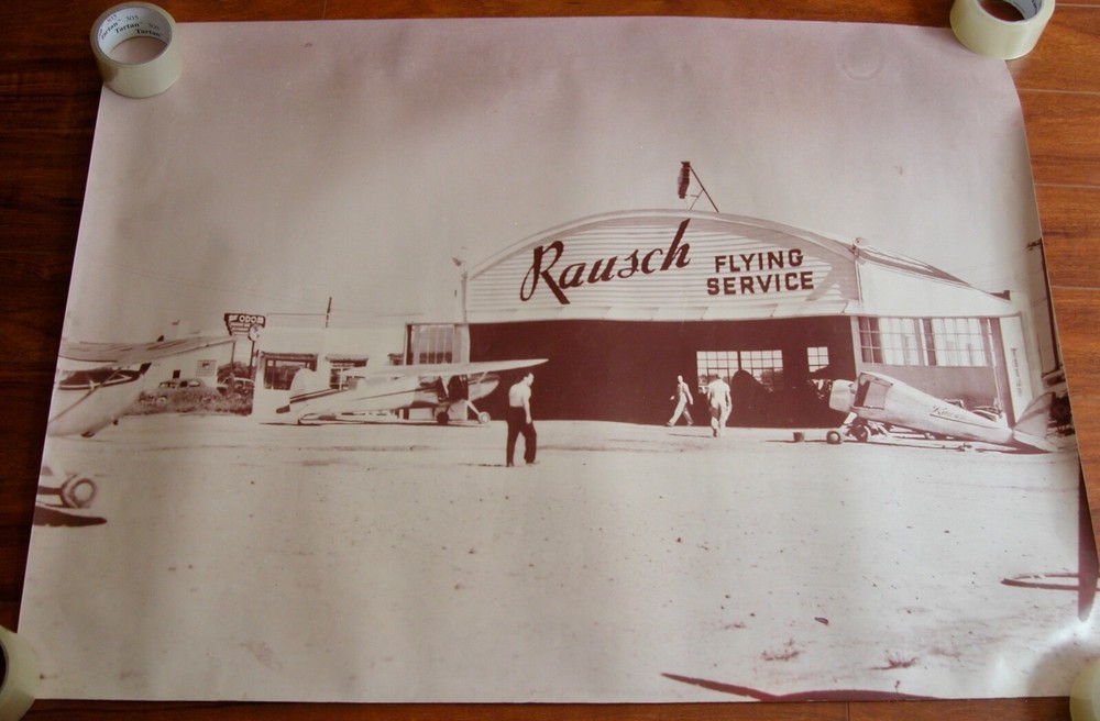 Vtg 40s 50s Rausch FLYING SERVICE Huge Sepia Maroon Tone Kodak Photograph OOAK