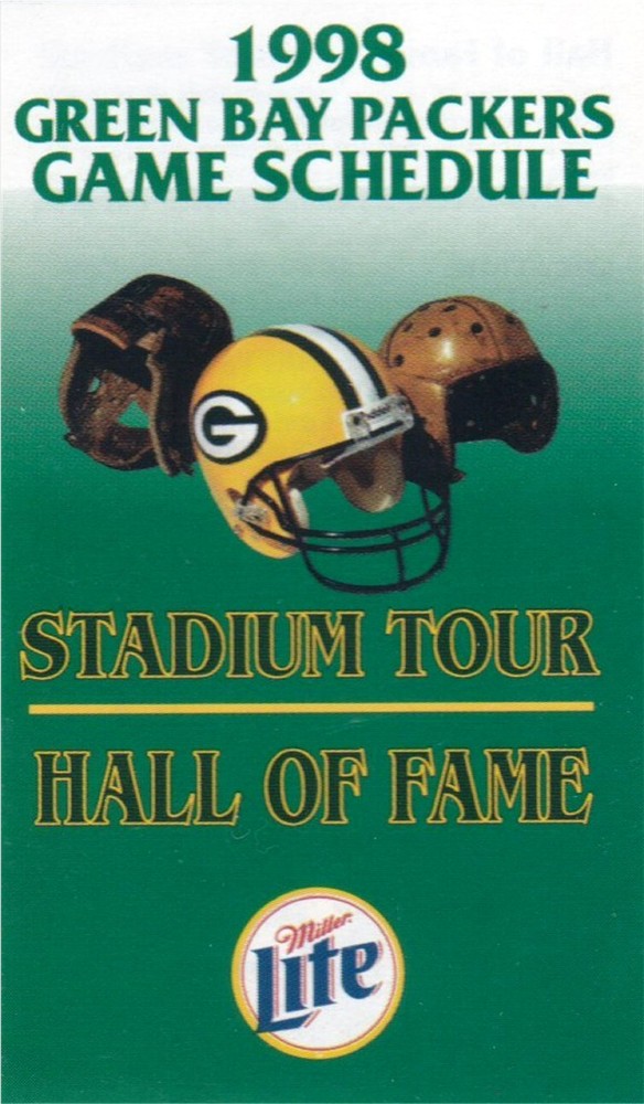 1998 Green Bay Packers NFL Football Pocket Schedule- HOF, Miller Beer