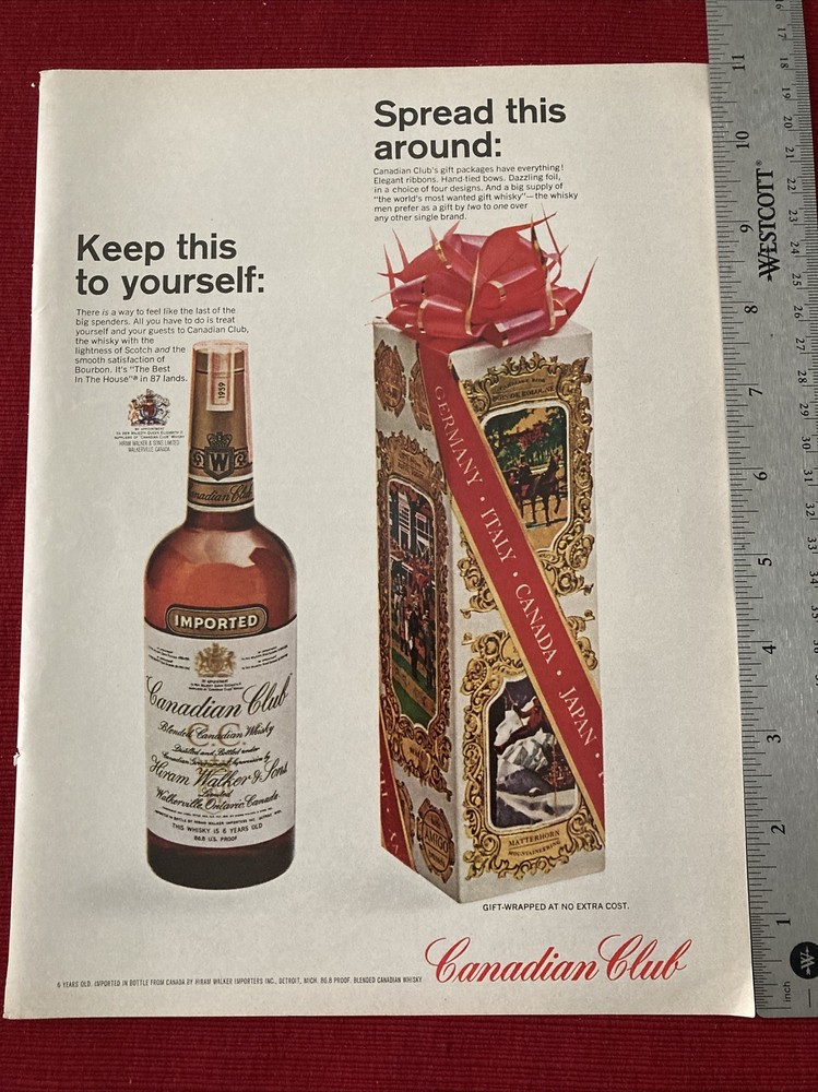 Vintage 1966 Canadian Club Whisky Christmas Ad - Perfect for Framing-image