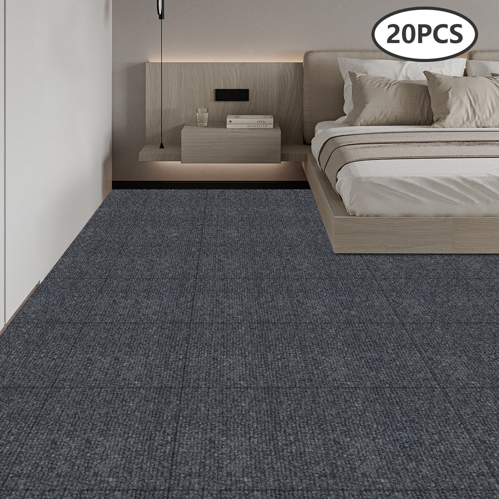 Rug Square Carpet Floor Carpet Adsorption Type Self-adhesive Carpet 20 Pcs Grey