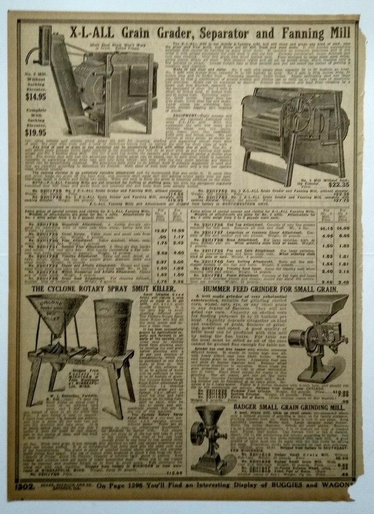 1917 Disc Grain Drills Seeders Farm Machinery Art Sears Catalog Page Print Ad