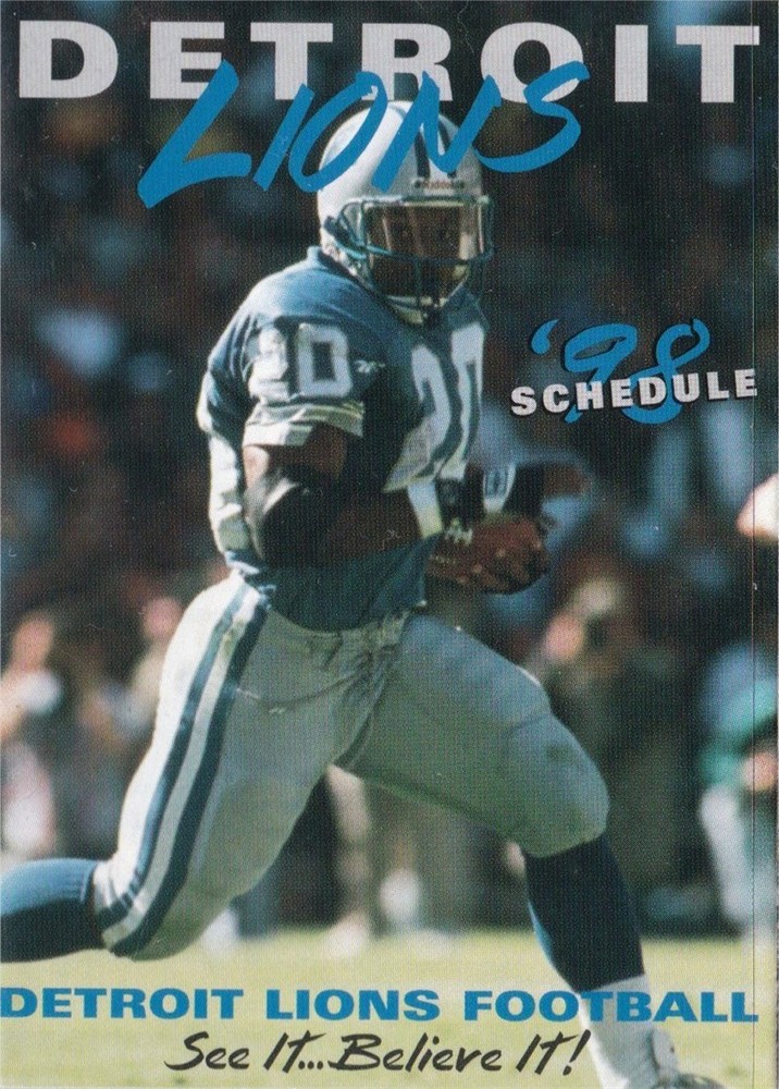 1998 Detroit Lions NFL Football Pocket Schedule- Gatorade