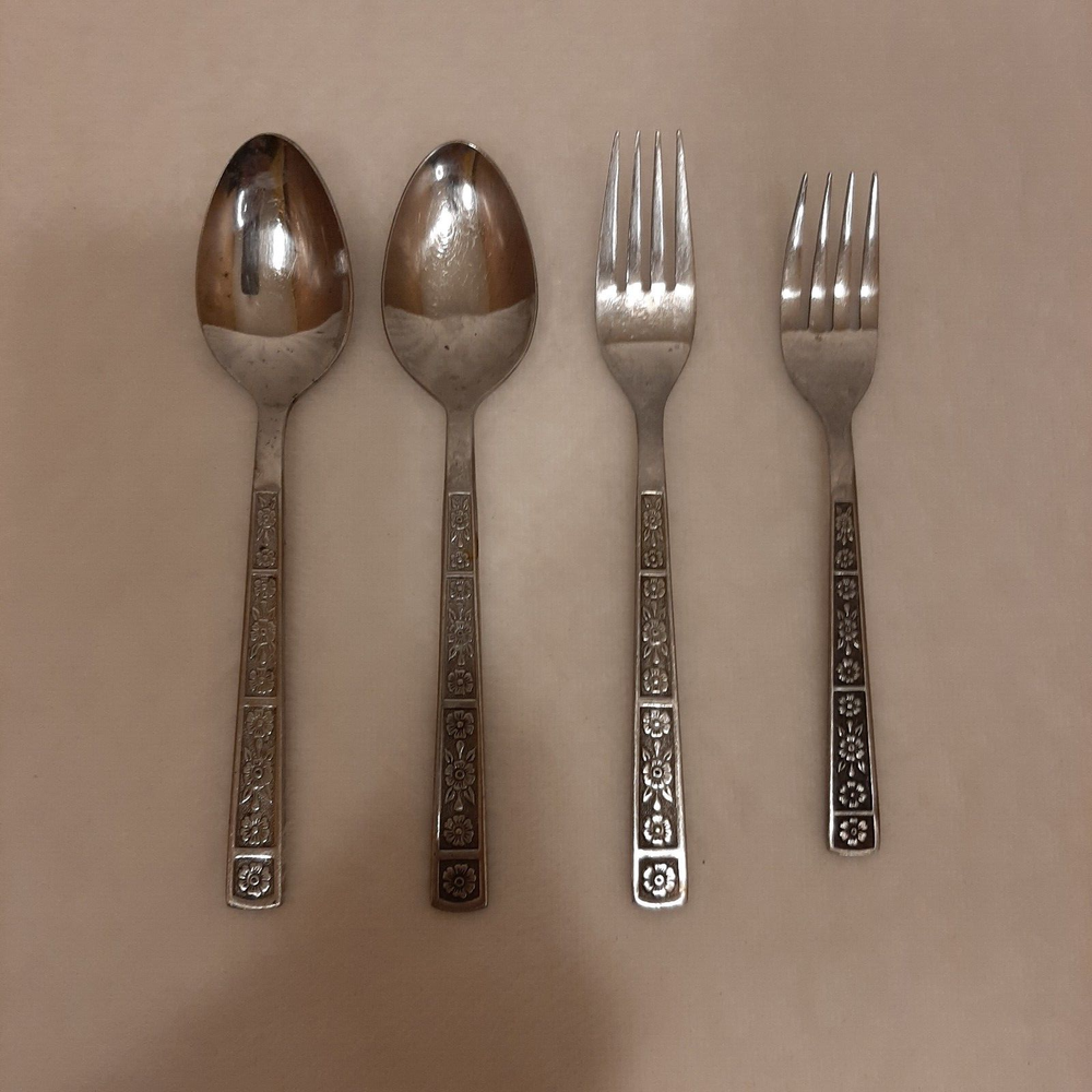 4 Piece TTC Stainless Steel Korea Flatware 2 Spoons & 2 Forks Replacements READ