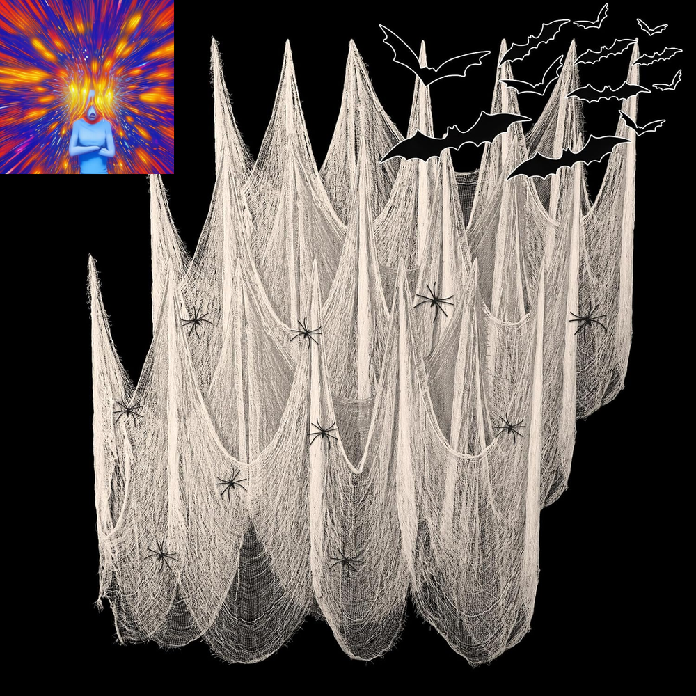 3 in 1 Halloween Beige Creepy Cloth Set - 6 Pcs 30X72 in Cheese Cloths with Spid