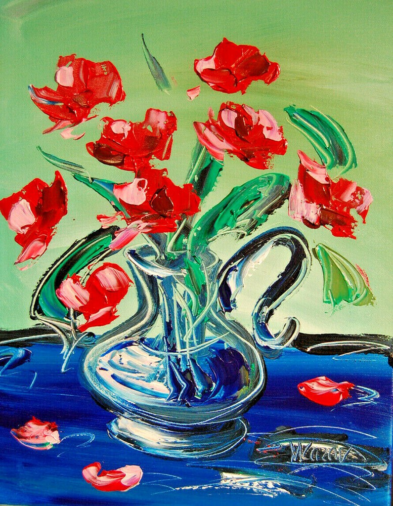 FLOWERS Original Oil PAINTING    Abstract Modern CANVAS  DFBDFB