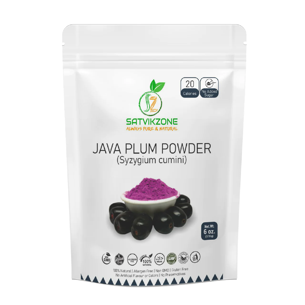 Java Plum Jamun Fruit Powder, 100% Natural, 6 oz, No Added Sugar-SATVIKZONE