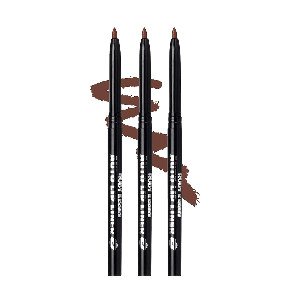 Auto Lip Liner Pencil (Brown 3 Pack), Long Lasting & Non-Fading, Smooth Applicat