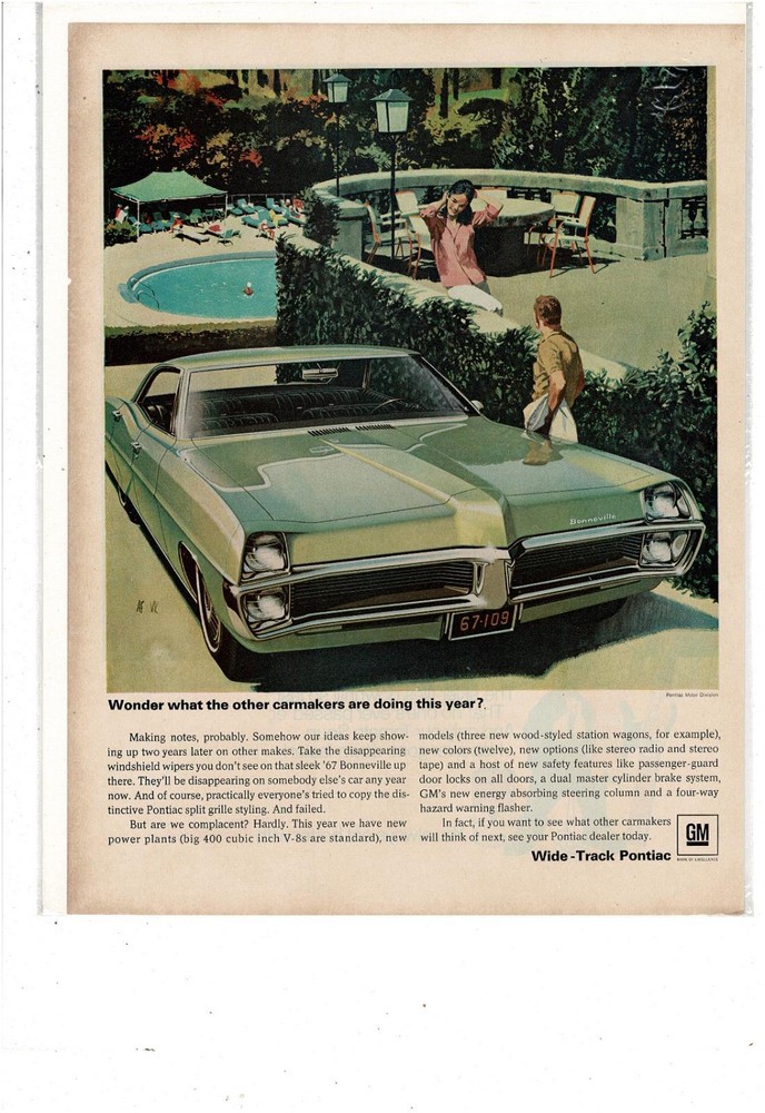 1967 Pontiac Bonneville 4-Door Coupe 400ci V8 Country Club Ad Print-image