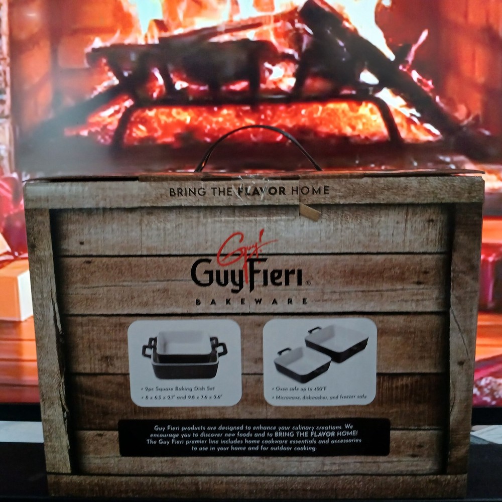 Guy Fieri Metallic Glazed Stoneware Bakeware 2 Pc Rectangle Baking Dish Set