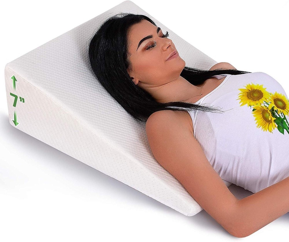 Abco Tech Bed Wedge Pillow, Memory Foam, Neck & Back Pain Relief, 7in, Washable-image