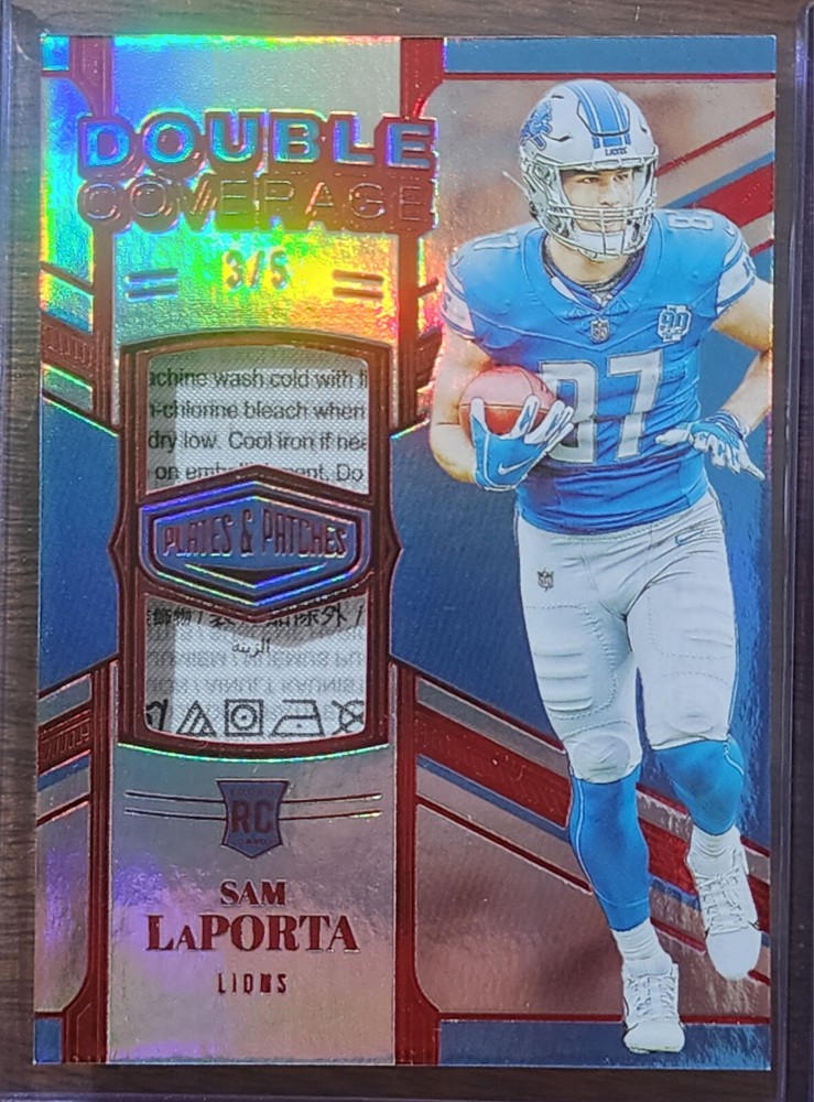 Sam LaPorta Lions 2023 Panini Plates & Patches ROOKIE LAUNDRY TAG /5!!!