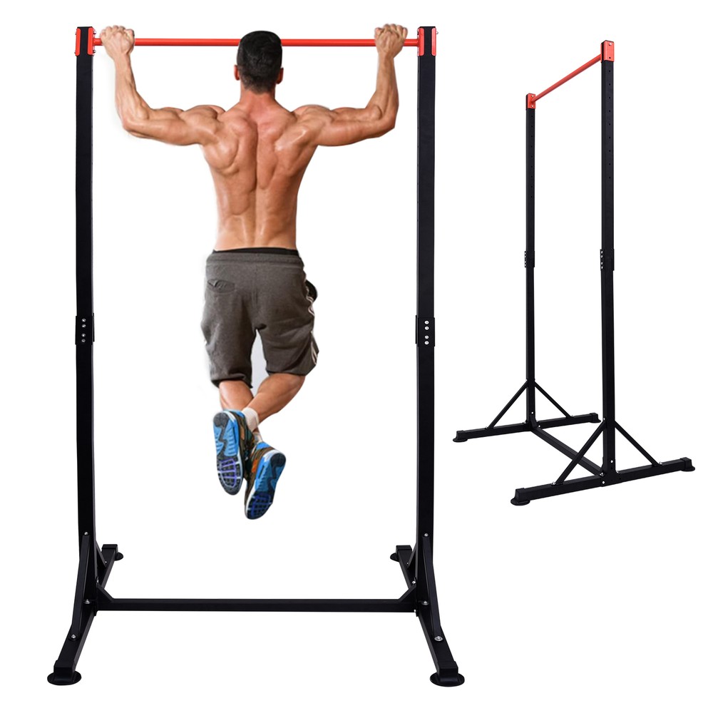Pull Up Bar Stand Power Tower Dip Station 10-Level Height Adjustable Home Gym