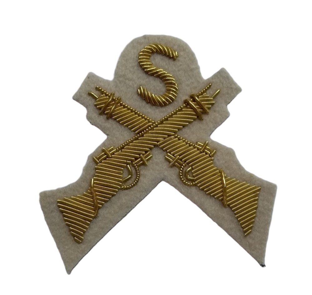 British Military Sniper Skill Badge Hand Embroidered White Mess Kit Patch