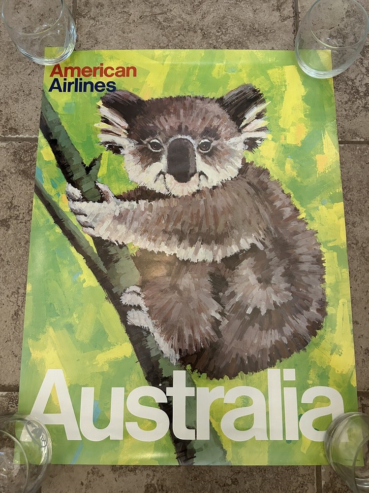 American Airlines Australia Poster - Original (Small Version) Near mint!