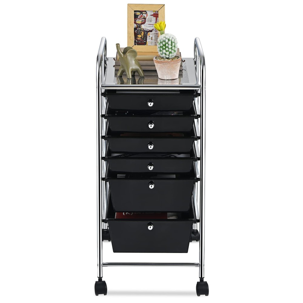 6-Drawer Rolling Storage Cart, Multifunctional Storage Organizer Cart with Wh...