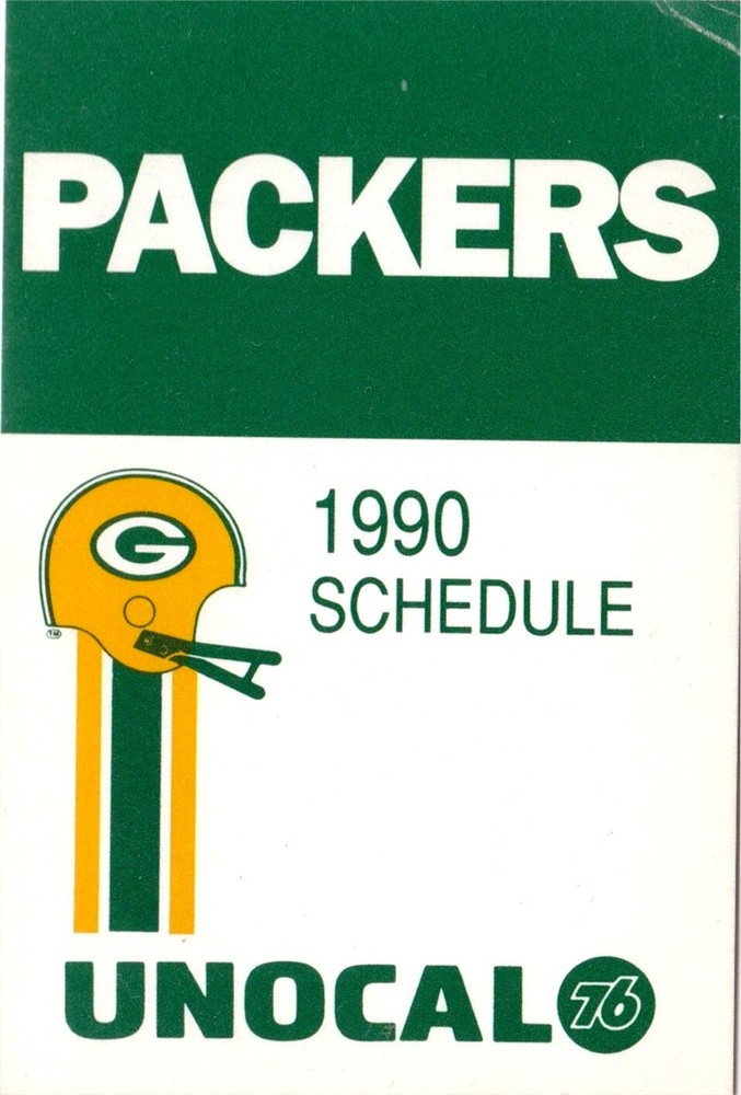 1990 Green Bay Packers, Badgers Football Pocket Schedule- Unocal
