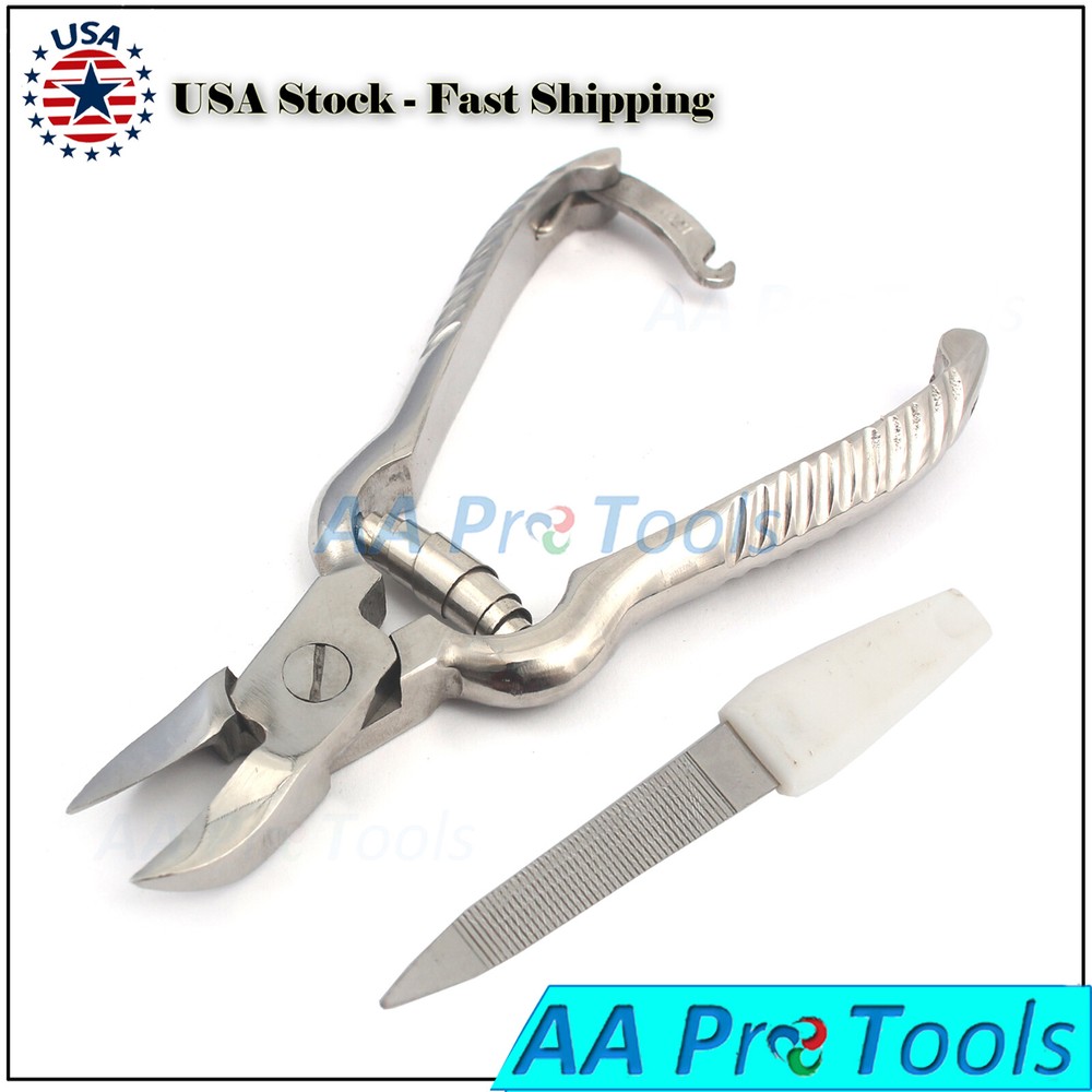Thick Toe Nail Clippers - Podiatry Nippers - Chiropody Cutters W/ Free Nail File