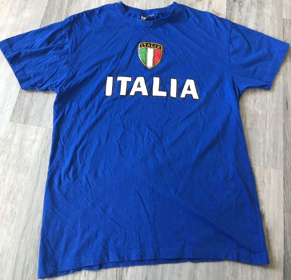 Men's Italia XXL 2XL Blue Soccer Team Graphic Tee