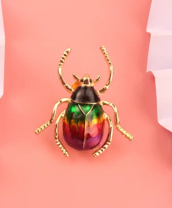 Beetle Brooch Insect Badge fashion pin Alloy Multicoloured Badge Gift Giving