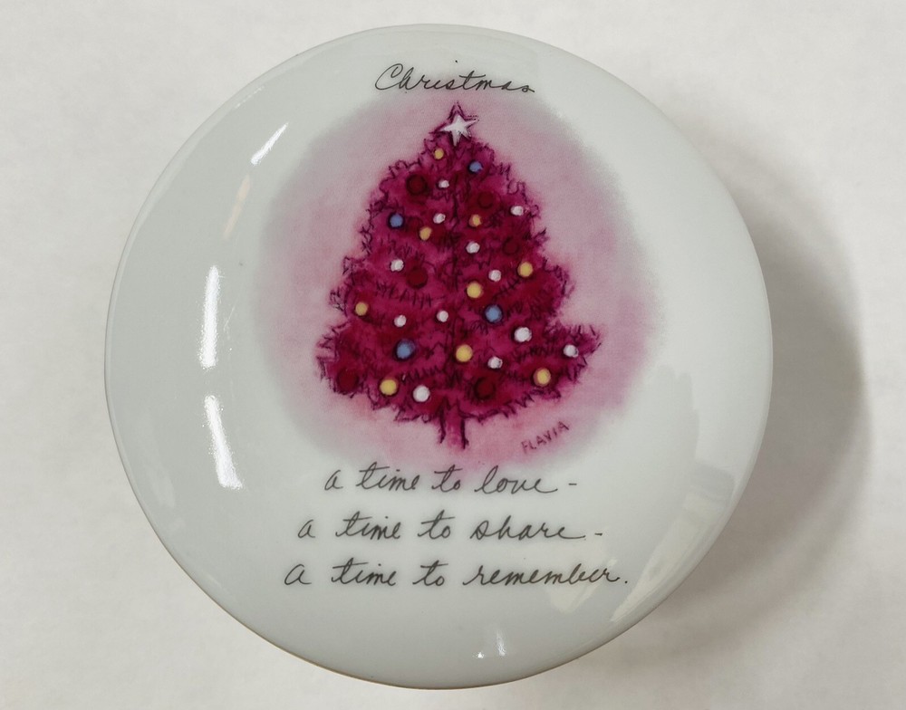 Christmas Tree Trinket Jewelry Box by Marci Papel with A Time to Love Porcelain Design