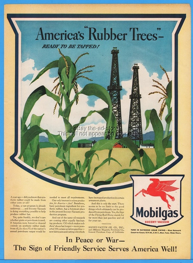 1943 Socony Vacuum Mobilgas Oil Derrick Vintage Gasoline Advertising Sign