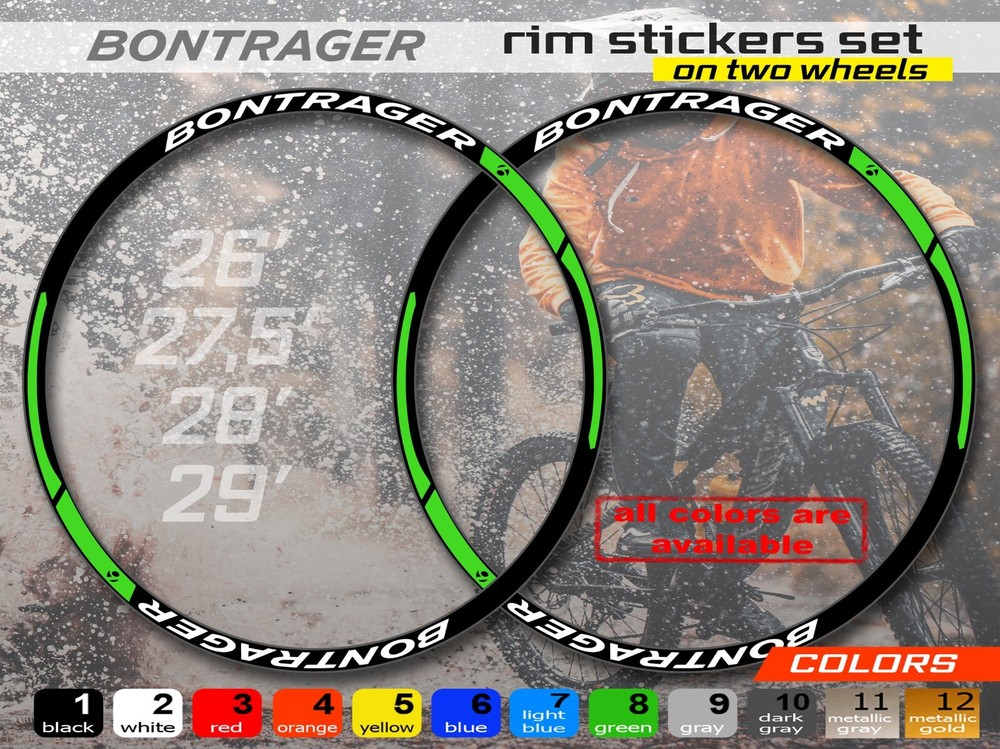 Custom made Bontrager  bicycle rim stickers, stickers on the rim