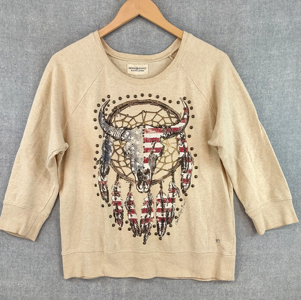 Ralph Lauren Denim & Supply Womens Large Bohemian Western Raglan Sweatshirt