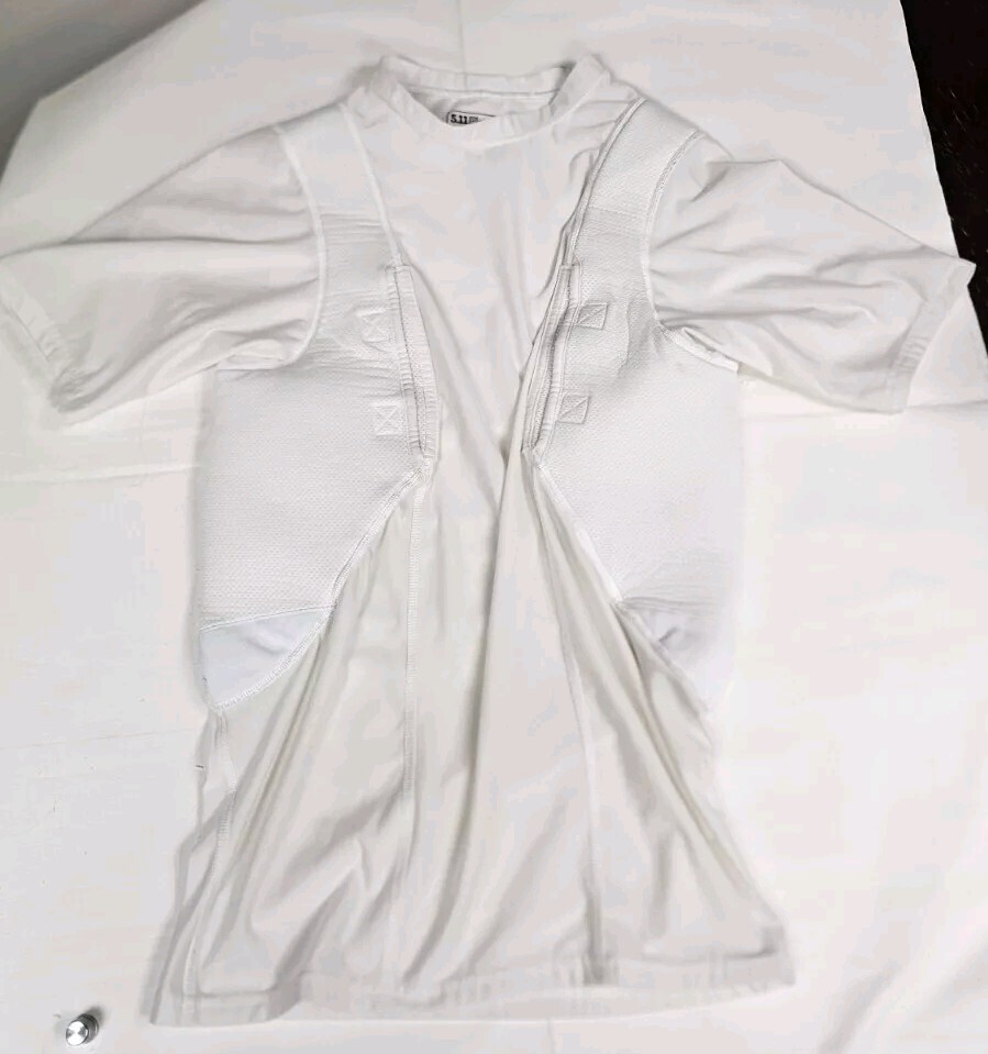 5.11 Tactical Series Size L White Padded Holster Compression Short Sleeve Shirt