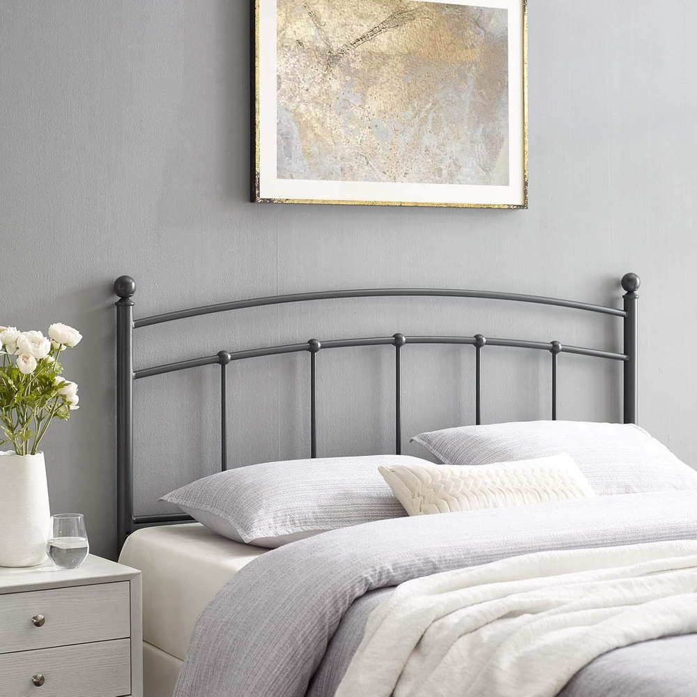 Abigail Gray Full Metal Bed Frame Headboard  -image