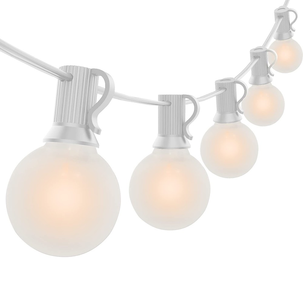 Abeja G40 25Ft Frosted LED Globe Outdoor Patio String Lights with 27 Bulbs-image