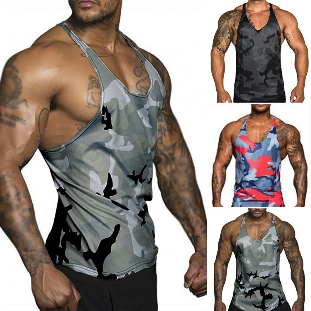 Gym Men Sleeveless Vests Pullover Tank Tops Muscle Clothes T-Shirts SIZE M L XL
