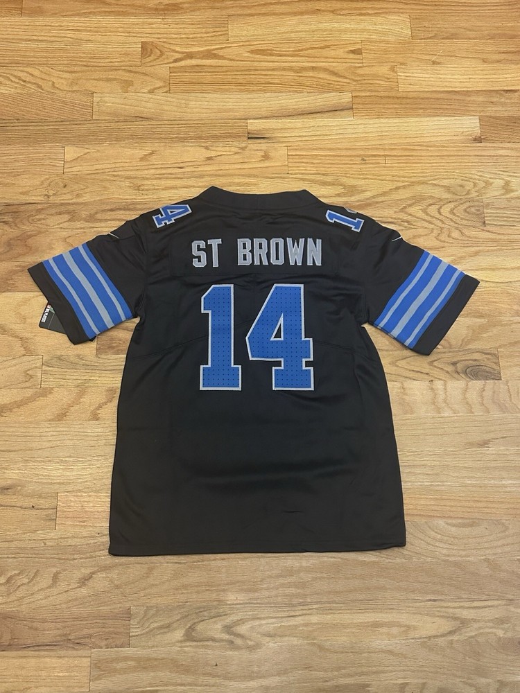 Amon-Ra St. Brown #14 Detroit Lions KIDS Jersey Black YOUTH MED Stitched Jersey