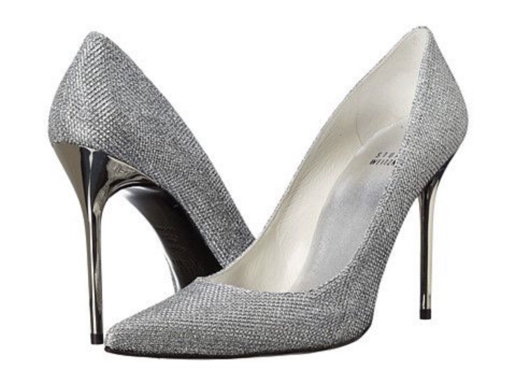 Stuart Weitzman Bridal Nouveau Platinum Noir Pump Size 41 Like New