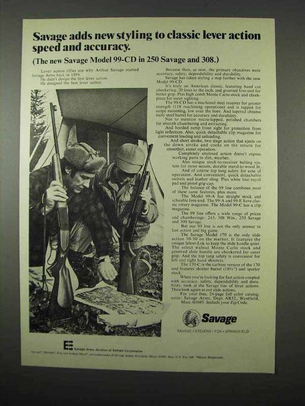 1975 Savage Model 99-CD Rifle Ad - New Styling