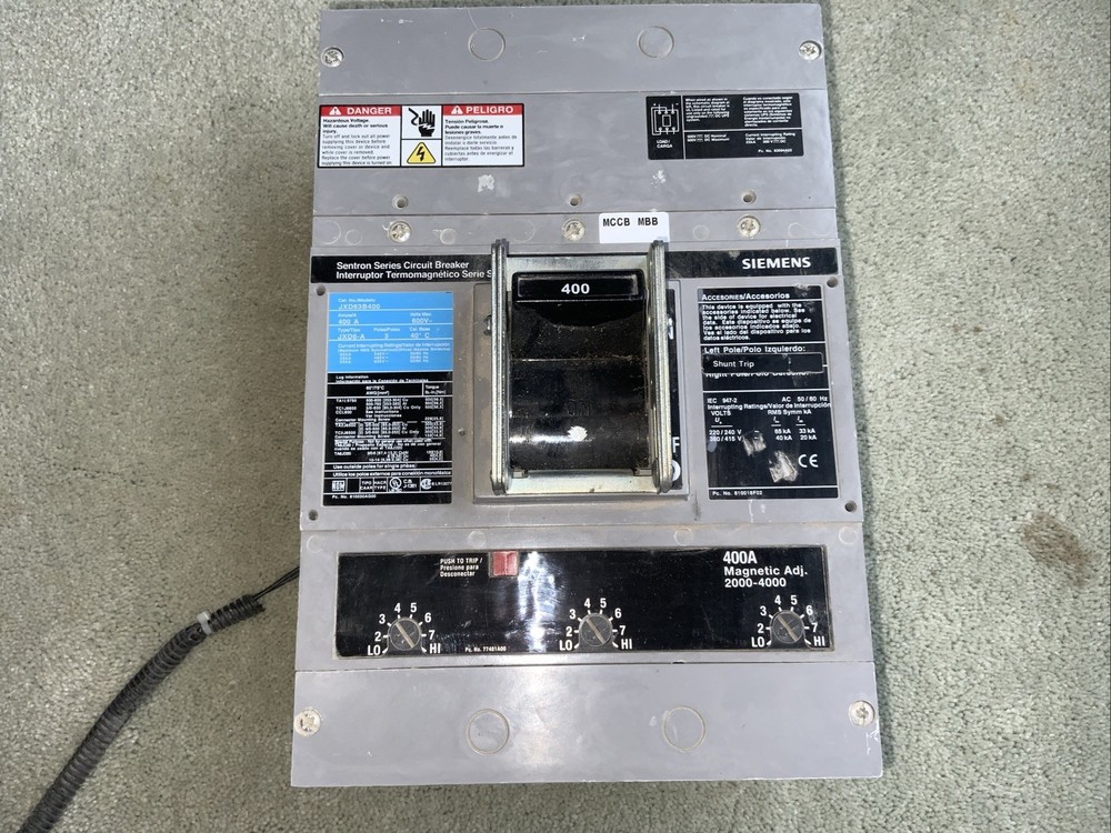 Siemens JXD63B400 400A 600V 3 Pole Molded Case Circuit Breaker