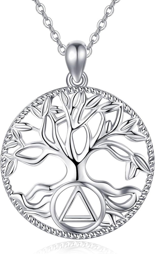 Sterling Silver Tree of Life Sobriety Necklace for AA Gifts and Alcoholics Anonymous-image