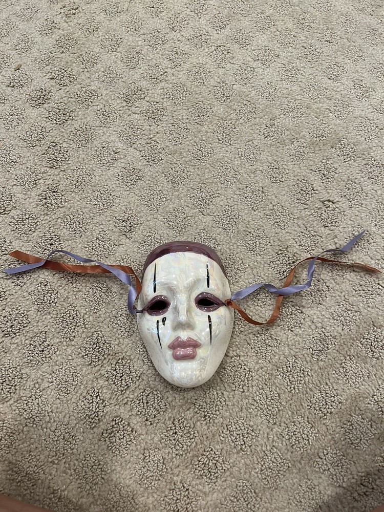 Vintage Porcelain Harlequin Mardi Gras Mask Wall Art Decor-image