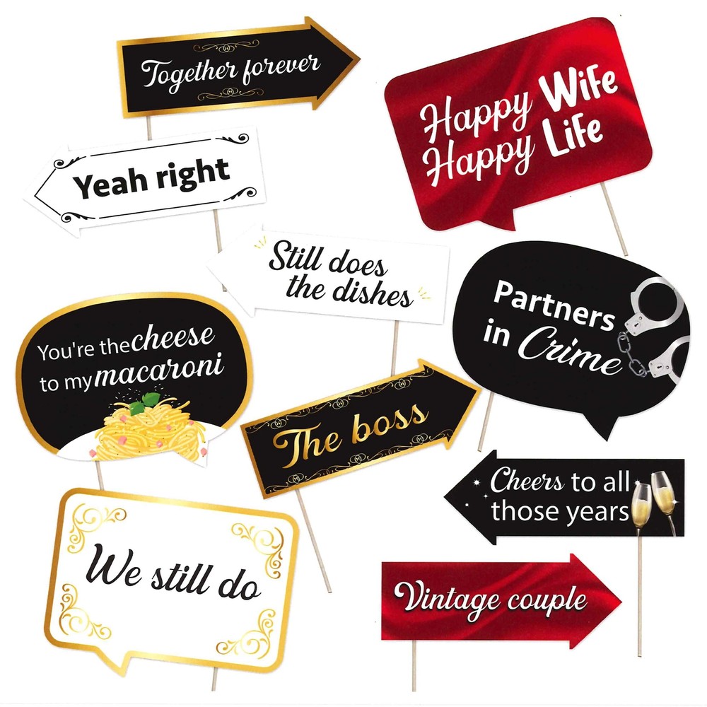 Funny Wedding Anniversary Photo Booth Props - Together Forever Themed Party D...