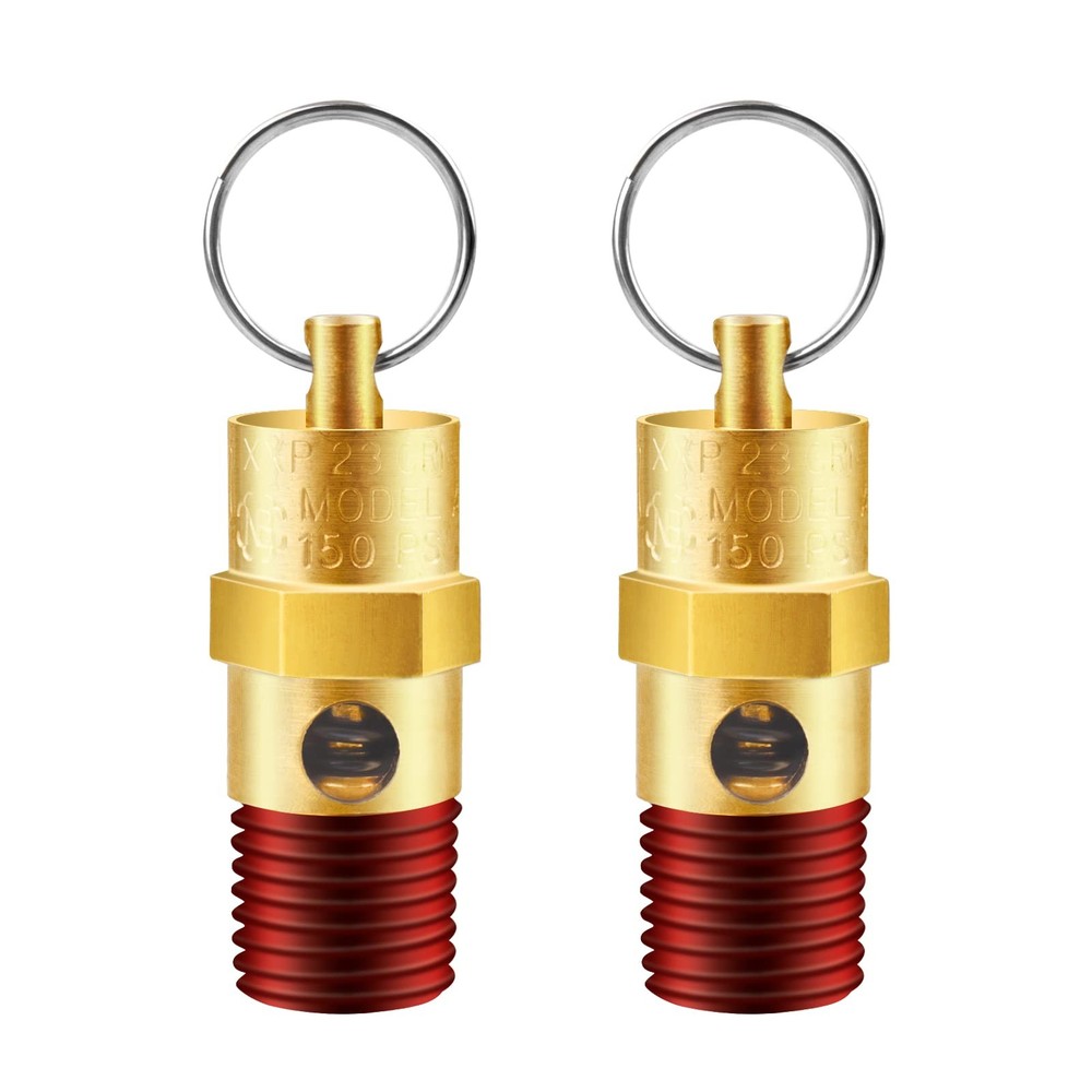 2-Pack 1/4 Inch NPT Brass Air Compressor Pressure Relief Valve 150 PSI Safety Release