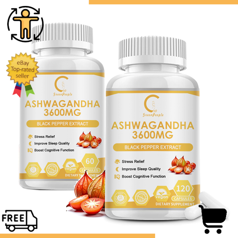 Ashwagandha Supplement 3600mg Capsules Improve Sleep Support Mood, Stress Relif
