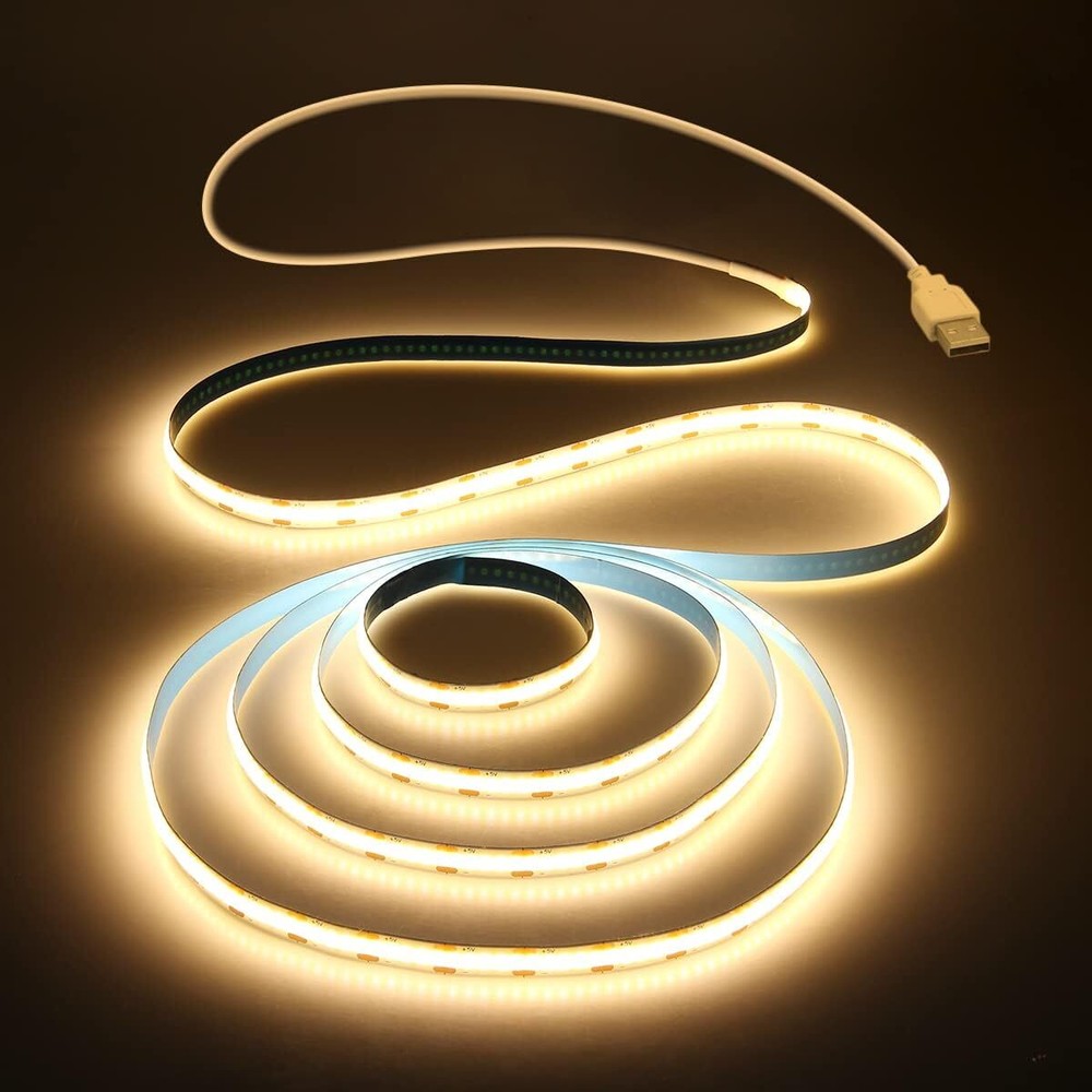 Aclorol USB COB LED Strip Lights Warm White Led TV 1M/3.28FT,