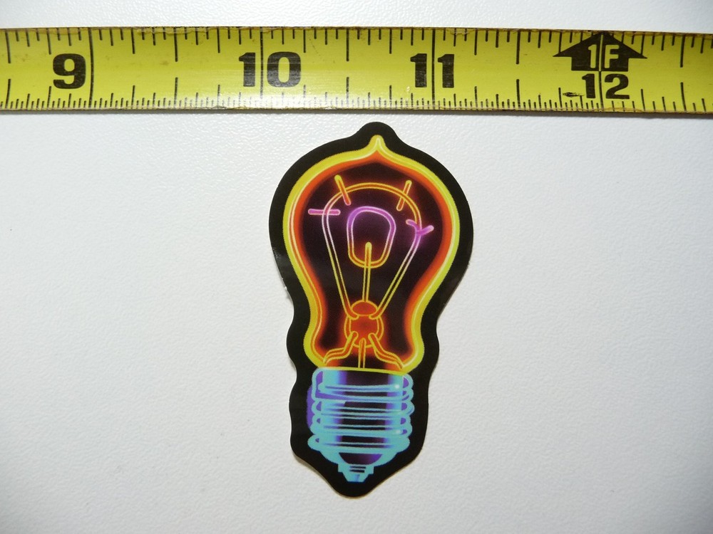 SMALL LIGHT BULB DECAL STICKER NEON STYLE FUN COLORFUL DECO