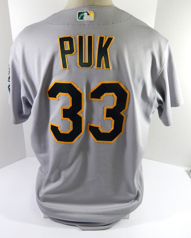 2022 Oakland A's Athletics A.J. Puk #33 Game Used Grey Jersey 50 DP48576