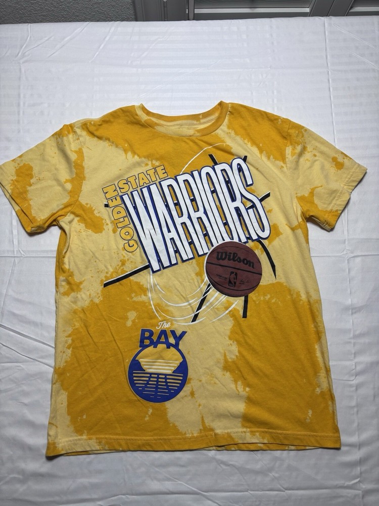 NBA T-Shirt (Golden State Warriors) Yellow Tie Dye Size Medium- Short Sleeve