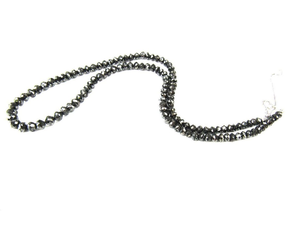 3mm AAA Certified Black Diamond Necklace 18 Inches Round Shine Jet Black-image